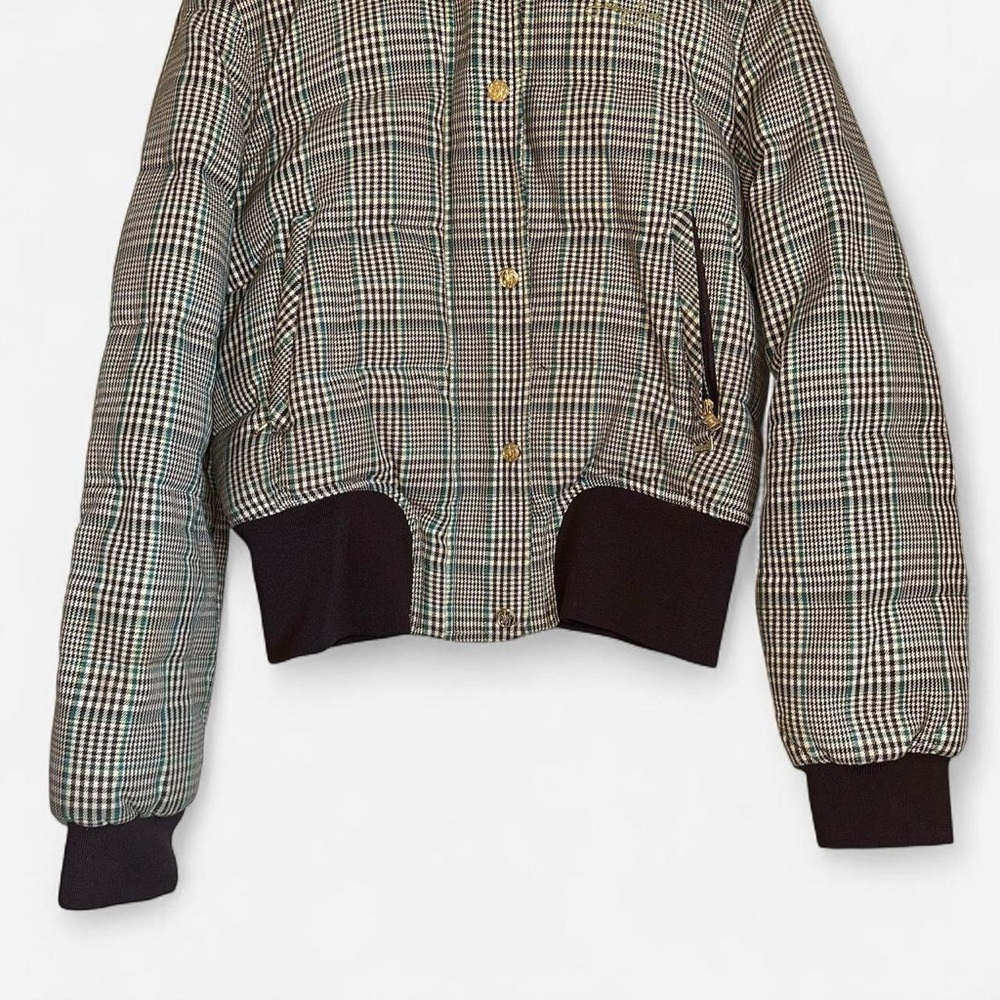 Sean John Beige Brown Gold Plaid Bomber Jacket Detachable Hood Vintage Vtg Y2K - Picture 3 of 10